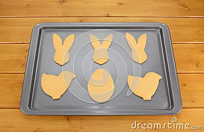 Cookie tray of Easter-shaped biscuits Stock Photo