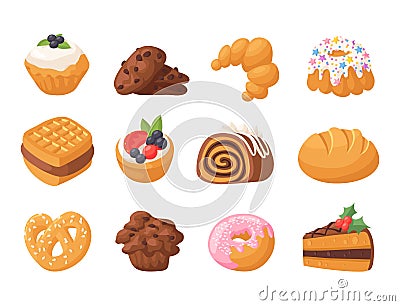 Cookie vector cakes tasty snack delicious chocolate homemade cookie pastry biscuit cakes sweet dessert bakery food Vector Illustration