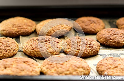 Cookies on a baking tray Stock Photo