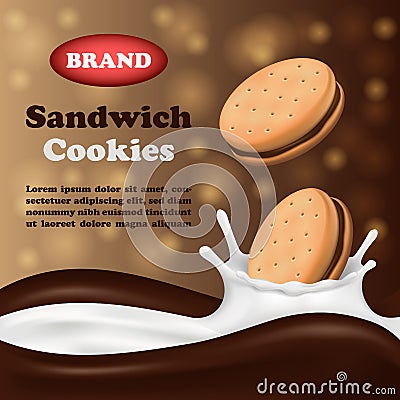 Cookies biscuit vertical banner, realistic style Cartoon Illustration