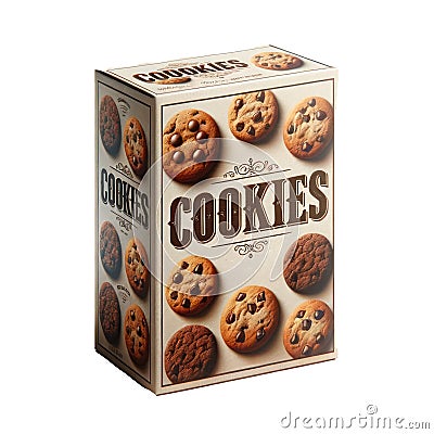 Cookies box package isolated on white transparent background Stock Photo