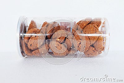 Cookies in cear bowl. Almond & chocolate chip cookies. Stock Photo