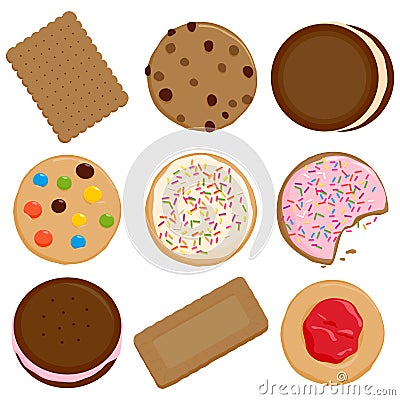 Cookies and biscuits collection. Vector illustration Vector Illustration