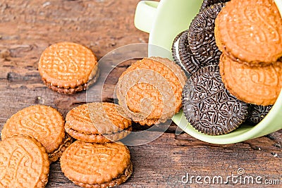 Cookies cream in cup Stock Photo