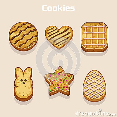 Cookies in different shapes set Vector Illustration