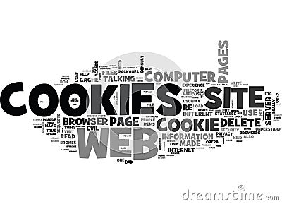 Are Cookies Evil What Service Do Cookies Perform In A Web Browser Word Cloud Stock Photo