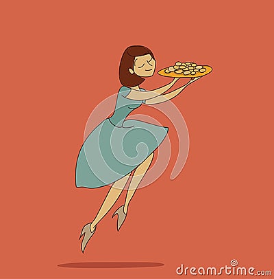 Cookies girl vector illustration doodle sketch isolated Cartoon Illustration