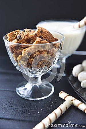 Cookies in a glass,sweets on the table, yummy food Stock Photo