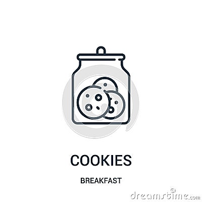 cookies icon vector from breakfast collection. Thin line cookies outline icon vector illustration. Linear symbol for use on web Vector Illustration
