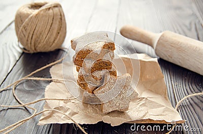 Cookies made from whole grain rye flour. The concept of proper healthy food without wheat flour, no sugar, no fast carbs. Homemade Stock Photo