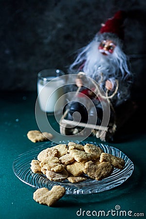 Cookies and Milk for Santa Claus Stock Photo