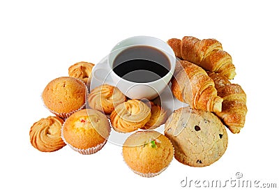 Cookies, pastries and coffee cup. Selective focus Stock Photo