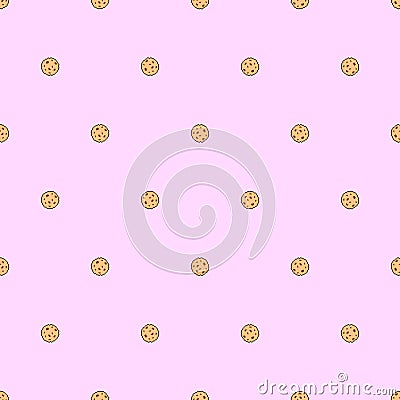 Cookies pixel art pattern seamless. 8 bit food background. pixelated texture Vector Illustration