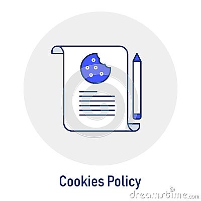 Cookies Policy GDPR Icon: Cookie Usage Rules. GDPR cookie regulations, website cookie usage. Vector Illustration