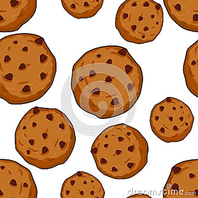 Cookies seamless pattern. pastry background. Food ornament. Sweet biscuits texture Vector Illustration