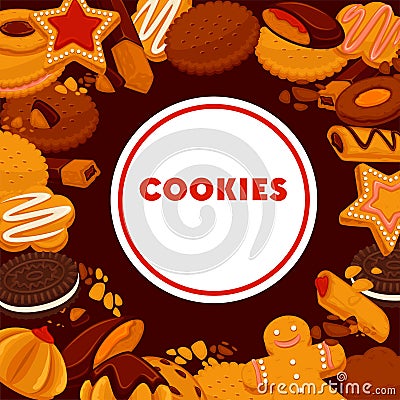 Cookies shop confectionery pastry or bakery cooking emblem Vector Illustration