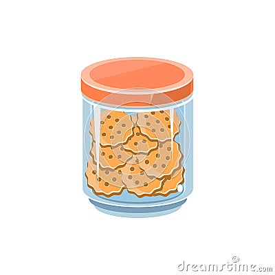 Cookies In Transparent Jar Vector Illustration