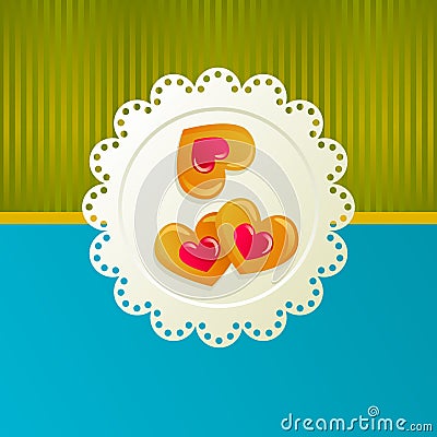 Cookies on a white napkin. Vector Illustration