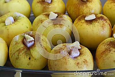 Cooking baked apple Stock Photo