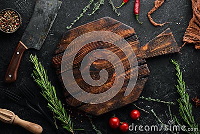 Cooking banner. Spices and herbs. Top view. Stock Photo