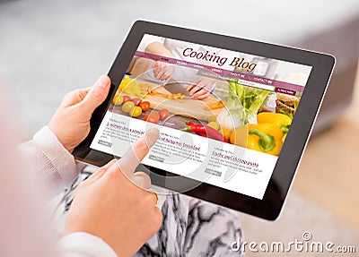 Cooking blog on tablet Stock Photo