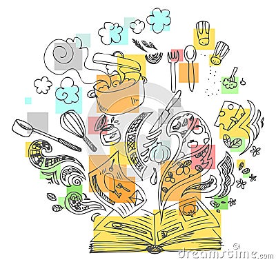 Cooking book sketchy doodle Vector Illustration