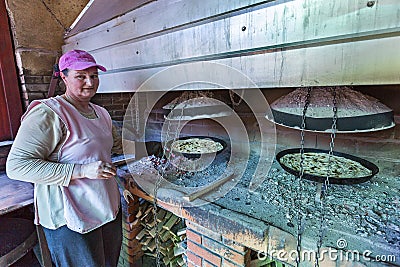 Cooking Bosnian pastry, Burek Editorial Stock Photo