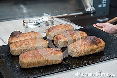 Cooking brioches at the pastrycook Stock Photo