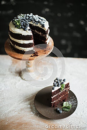 Cooking cake on the table and baking cake ingredients Stock Photo