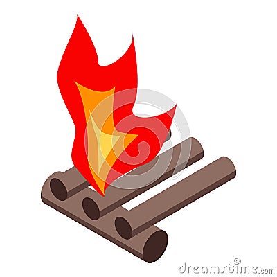 Cooking campfire icon, isometric style Vector Illustration