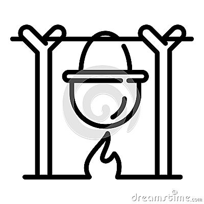 Cooking campfire icon, outline style Vector Illustration