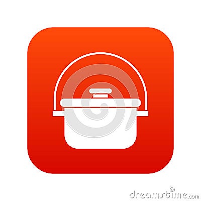 Cooking cauldron icon digital red Vector Illustration