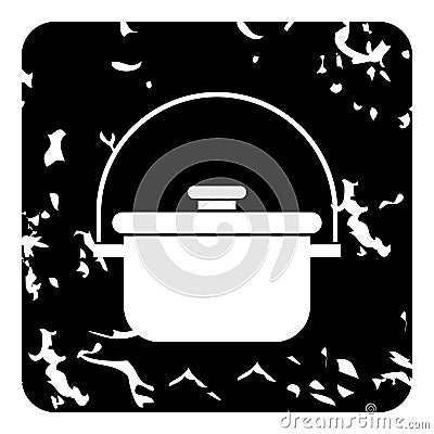 Cooking cauldron icon, grunge style Vector Illustration