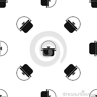 Cooking cauldron pattern seamless black Vector Illustration