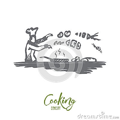 Cooking, chef, food, dish concept. Hand drawn isolated vector. Vector Illustration