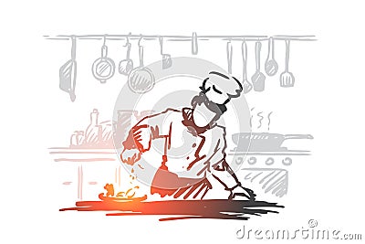 Cooking, chef, food, meal concept. Hand drawn isolated vector. Vector Illustration