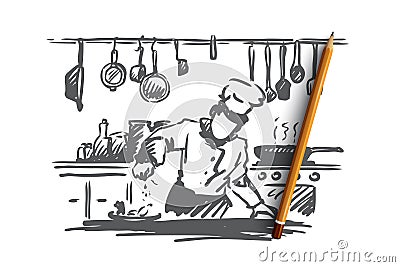 Cooking, chef, food, meal concept. Hand drawn isolated vector. Vector Illustration