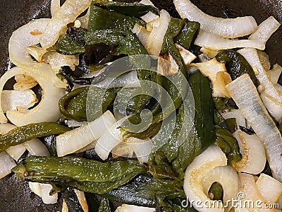 Cooking Chilis With Onion Mexican Food Stock Photo