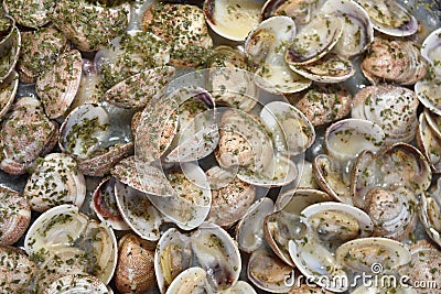 Cooking clams Stock Photo