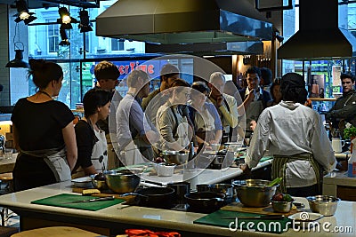 Cooking class Jamie Oliver restaurant London Editorial Stock Photo