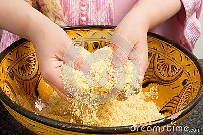 Cooking couscous Stock Photo