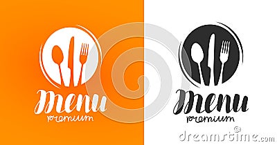 Cooking, cuisine logo. Icon and label for design menu restaurant or cafe. Lettering, calligraphy vector illustration Vector Illustration