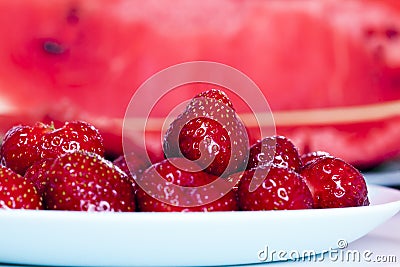 cooking desserts with red strawberries Stock Photo
