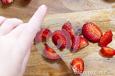 cooking desserts with red strawberries Stock Photo
