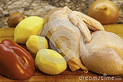 Cooking a dish with chicken Stock Photo
