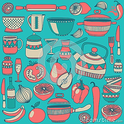 Cooking Doodle style elements Vector Illustration