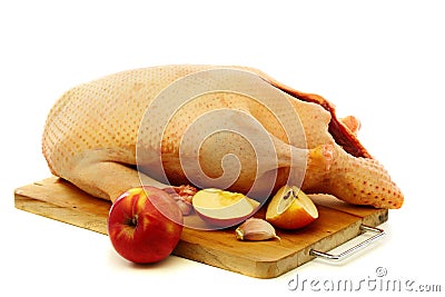 Cooking duck with apples. Stock Photo