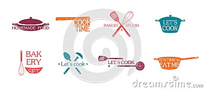 Cooking Emblems And Logos Set Vector Illustration