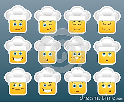 Cooking emoticon smile stickers Vector Illustration