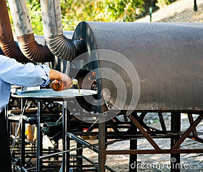 Cooking farinata (Italian food) Stock Photo